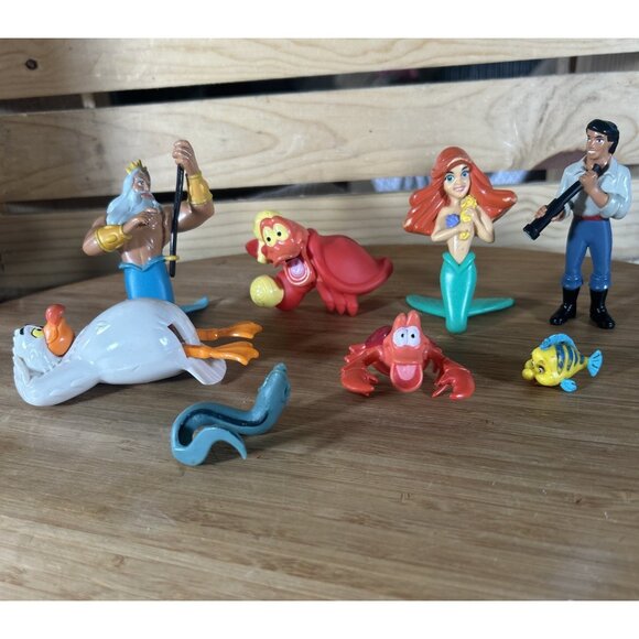 Vintage Disney Little Mermaid Action Figures Cake Toppers Lot Of 8 Toys Ariel - Picture 1 of 16